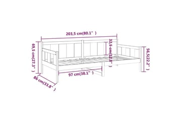 beBasic daybed 80x200 cm massivt fyrretræ grå - GrÃ¥ - Møbler - Sofaer - Daybed
