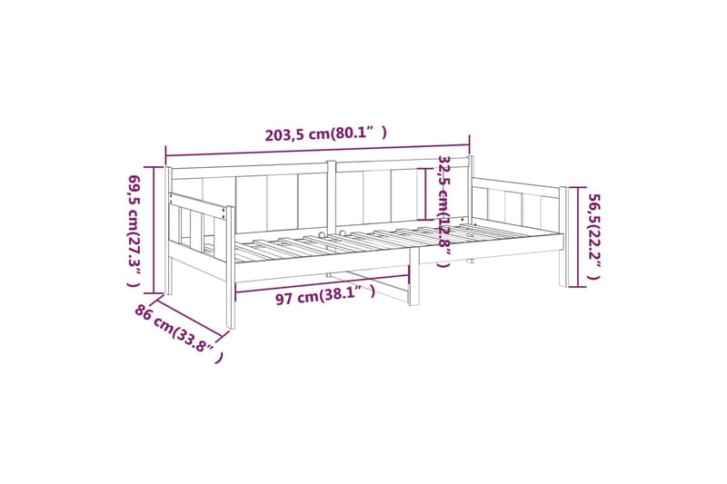 beBasic daybed 80x200 cm massivt fyrretræ grå - GrÃ¥ - Daybed