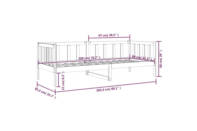 beBasic daybed 80x200 cm massivt fyrretræ gyldenbrun - Brun - Daybed