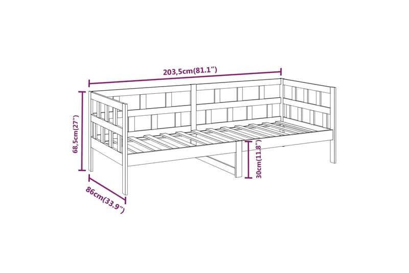 beBasic daybed 80x200 cm massivt fyrretræ hvid - Hvid - Daybed