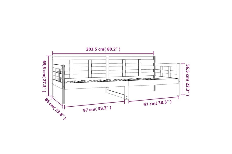 beBasic daybed 80x200 cm massivt fyrretræ hvid - Hvid - Daybed