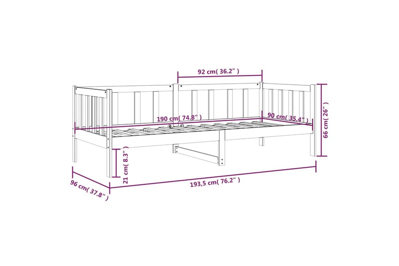 beBasic daybed 90x190 cm massivt fyrretræ - Brun - Møbler - Sofaer - Daybed