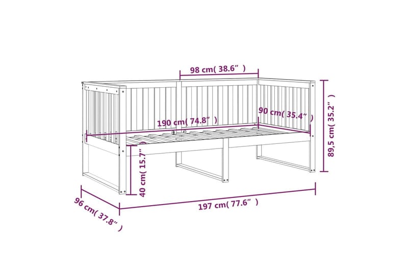 beBasic daybed 90x190 cm massivt fyrretræ - Brun - Daybed