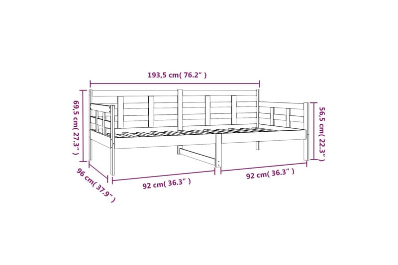 beBasic daybed 90x190 cm massivt fyrretræ - Brun - Daybed