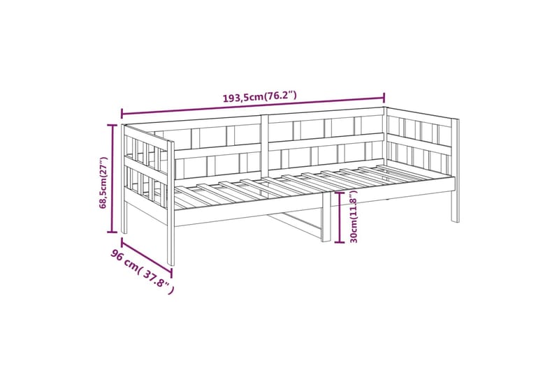 beBasic daybed 90x190 cm massivt fyrretræ - Brun - Daybed