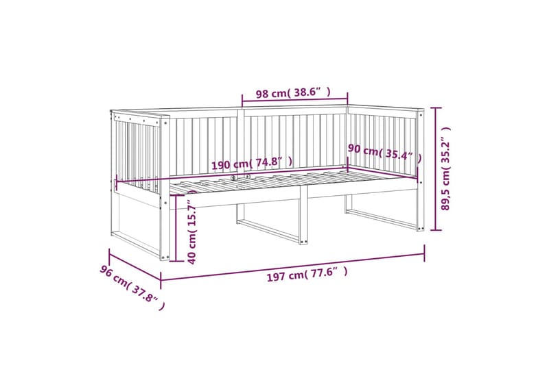 beBasic daybed 90x190 cm massivt fyrretræ grå - GrÃ¥ - Daybed