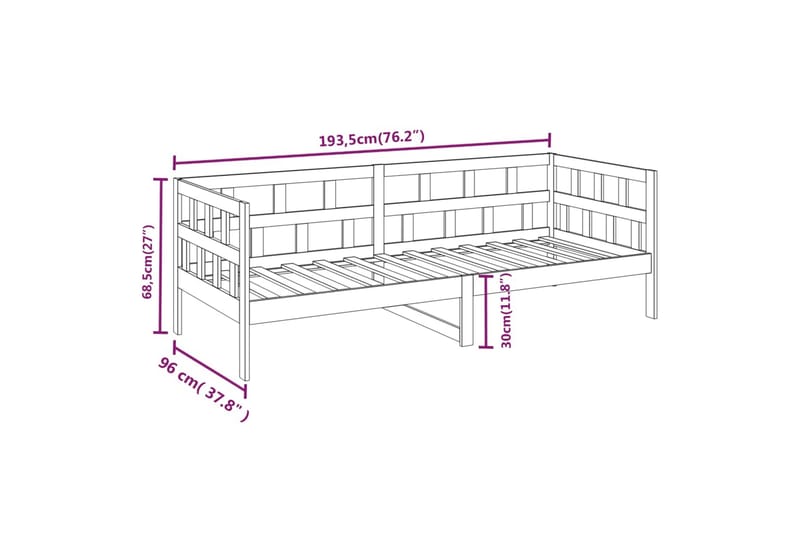 beBasic daybed 90x190 cm massivt fyrretræ grå - GrÃ¥ - Møbler - Sofaer - Daybed
