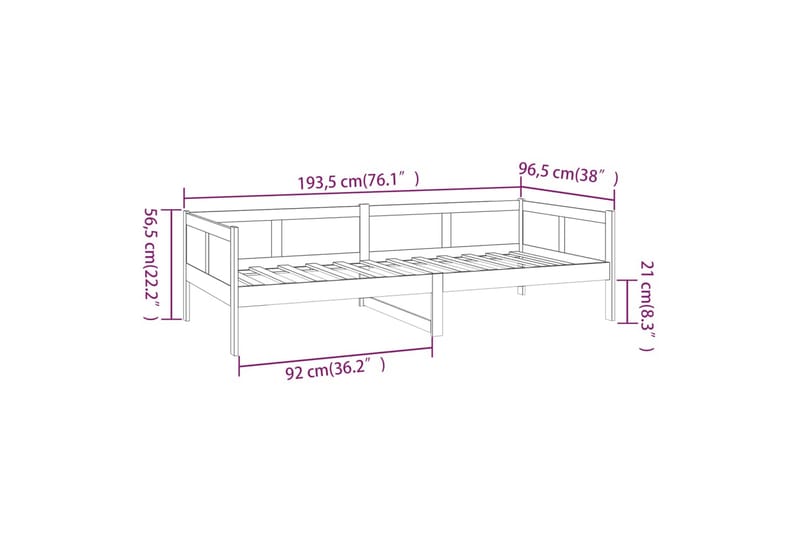 beBasic daybed 90x190 cm massivt fyrretræ grå - GrÃ¥ - Daybed