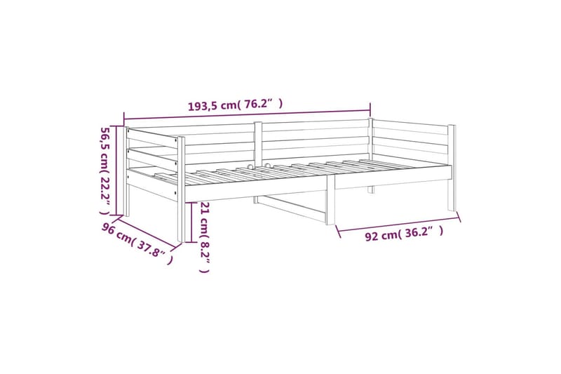 beBasic daybed 90x190 cm massivt fyrretræ gyldenbrun - Brun - Daybed