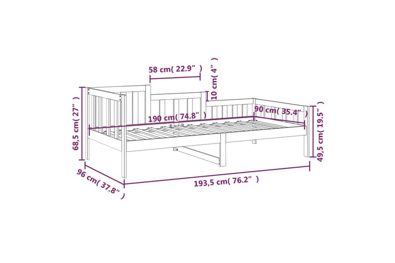 beBasic daybed 90x190 cm massivt fyrretræ gyldenbrun - Brun - Møbler - Sofaer - Daybed