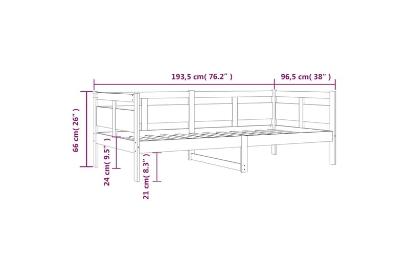 beBasic daybed 90x190 cm massivt fyrretræ hvid - Hvid - Daybed