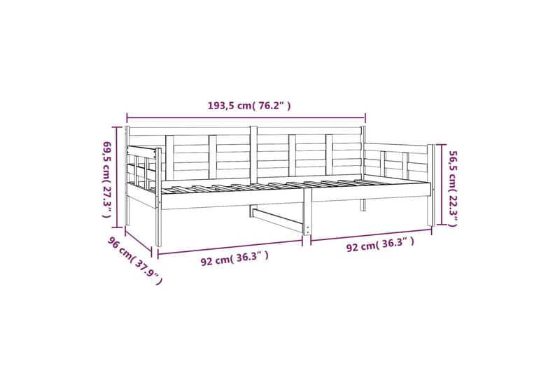 beBasic daybed 90x190 cm massivt fyrretræ hvid - Hvid - Daybed