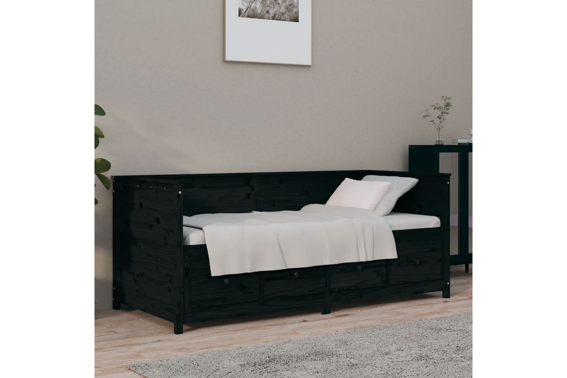 beBasic daybed 90x190 cm massivt fyrretræ sort - Sort - Møbler - Sofaer - Daybed