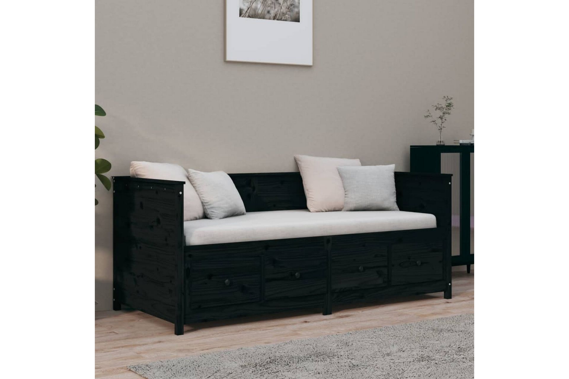 beBasic daybed 90x190 cm massivt fyrretræ sort - Sort - Møbler - Sofaer - Daybed