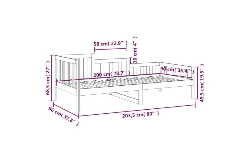 beBasic daybed 90x200 cm massivt fyrretræ - Brun - Daybed