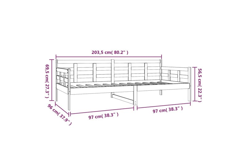 beBasic daybed 90x200 cm massivt fyrretræ - Brun - Daybed