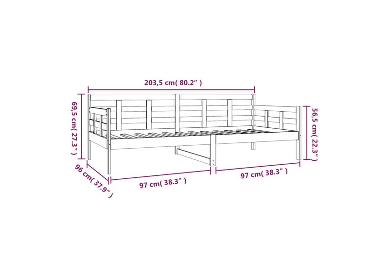 beBasic daybed 90x200 cm massivt fyrretræ grå - GrÃ¥ - Møbler - Sofaer - Daybed