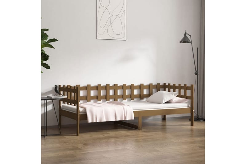 beBasic daybed 90x200 cm massivt fyrretræ gyldenbrun - Brun - Daybed