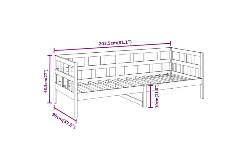 beBasic daybed 90x200 cm massivt fyrretræ gyldenbrun - Brun - Daybed