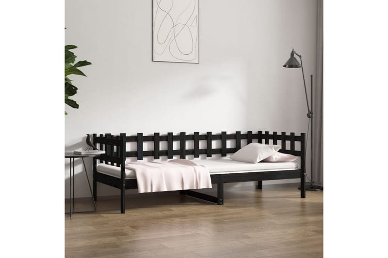 beBasic daybed 90x200 cm massivt fyrretræ sort - Sort - Daybed