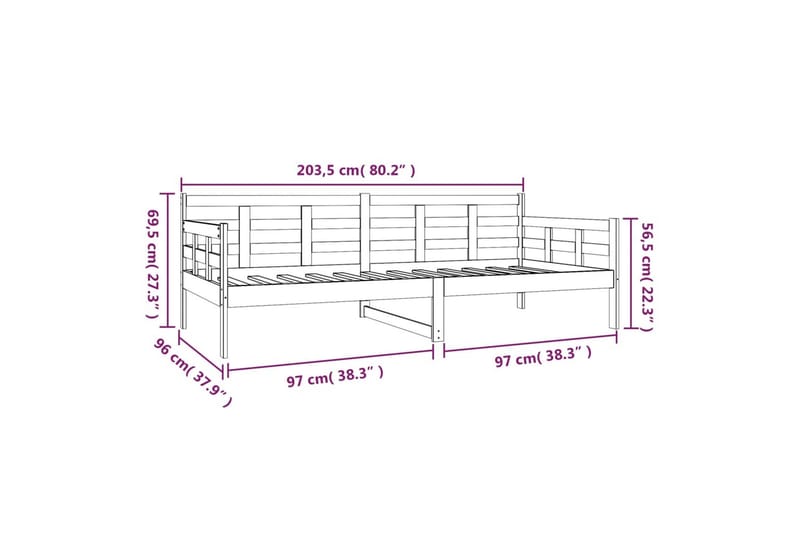 beBasic daybed 90x200 cm massivt fyrretræ sort - Sort - Daybed