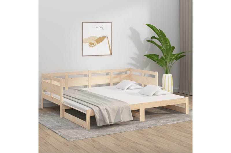 beBasic daybed med udtræk 2x(80x200) cm massivt fyrretræ - Brun - Sovesofaer