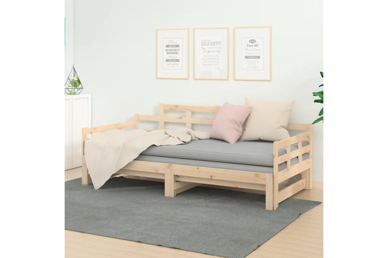 beBasic daybed med udtræk 2x(80x200) cm massivt fyrretræ - Brun - Sovesofaer