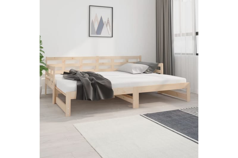 beBasic daybed med udtræk 2x(80x200) cm massivt fyrretræ - Brun - Sovesofaer