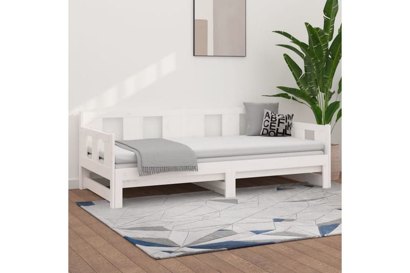 beBasic daybed med udtræk 2x(80x200) cm massivt fyrretræ hvid - Hvid - Sovesofaer