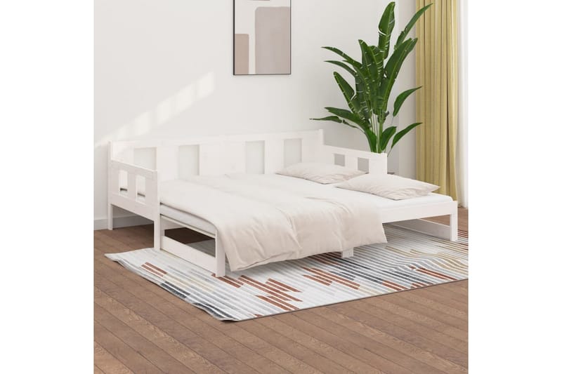 beBasic daybed med udtræk 2x(80x200) cm massivt fyrretræ hvid - Hvid - Sovesofaer