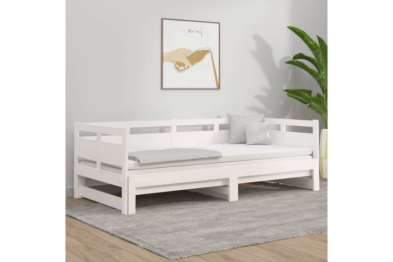 beBasic daybed med udtræk 2x(80x200) cm massivt fyrretræ hvid - Hvid - Sovesofaer