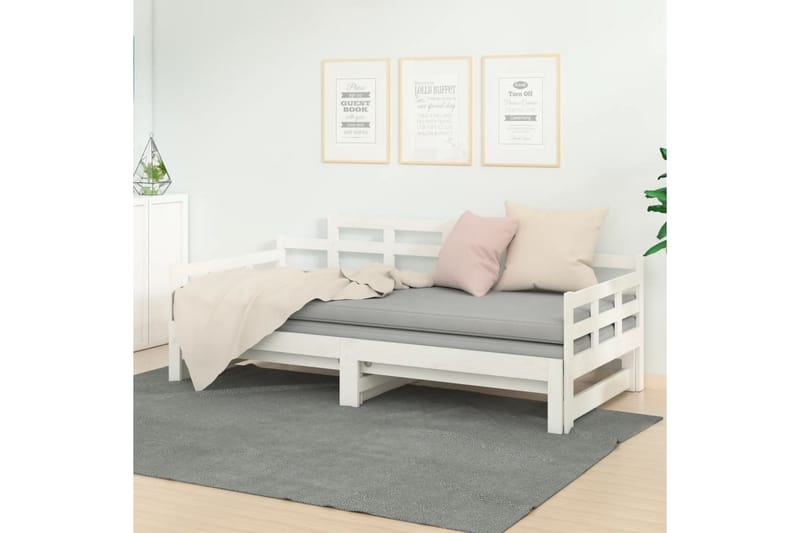 beBasic daybed med udtræk 2x(80x200) cm massivt fyrretræ hvid - Hvid - Sovesofaer