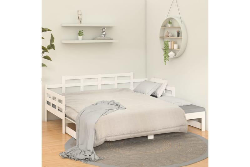 beBasic daybed med udtræk 2x(80x200) cm massivt fyrretræ hvid - Hvid - Sovesofaer