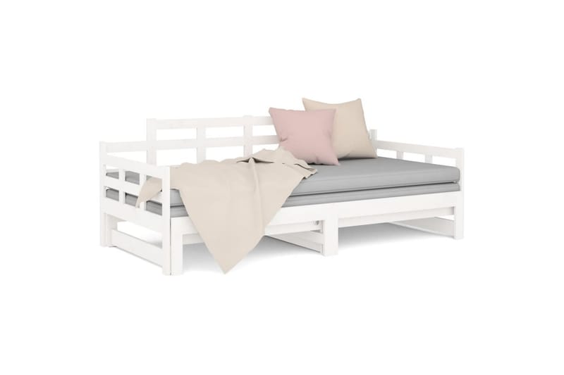 beBasic daybed med udtræk 2x(80x200) cm massivt fyrretræ hvid - Hvid - Sovesofaer