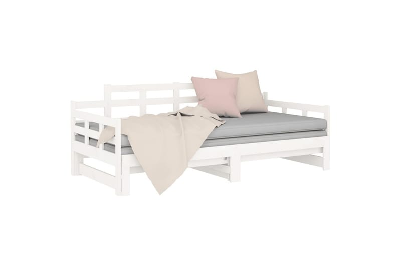 beBasic daybed med udtræk 2x(80x200) cm massivt fyrretræ hvid - Hvid - Sovesofaer