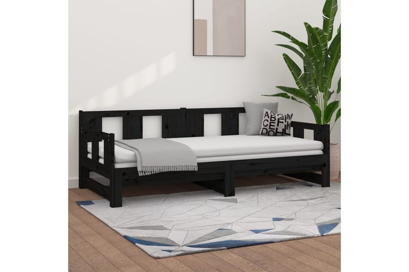 beBasic daybed med udtræk 2x(80x200) cm massivt fyrretræ sort - Sort - Møbler - Sofaer - Daybed