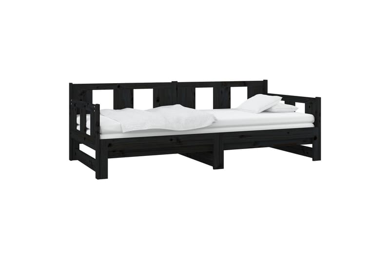 beBasic daybed med udtræk 2x(80x200) cm massivt fyrretræ sort - Sort - Møbler - Sofaer - Daybed