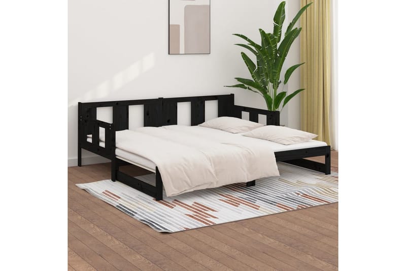 beBasic daybed med udtræk 2x(80x200) cm massivt fyrretræ sort - Sort - Møbler - Sofaer - Daybed