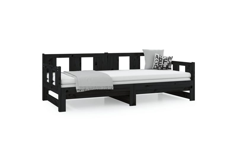 beBasic daybed med udtræk 2x(80x200) cm massivt fyrretræ sort - Sort - Sovesofaer