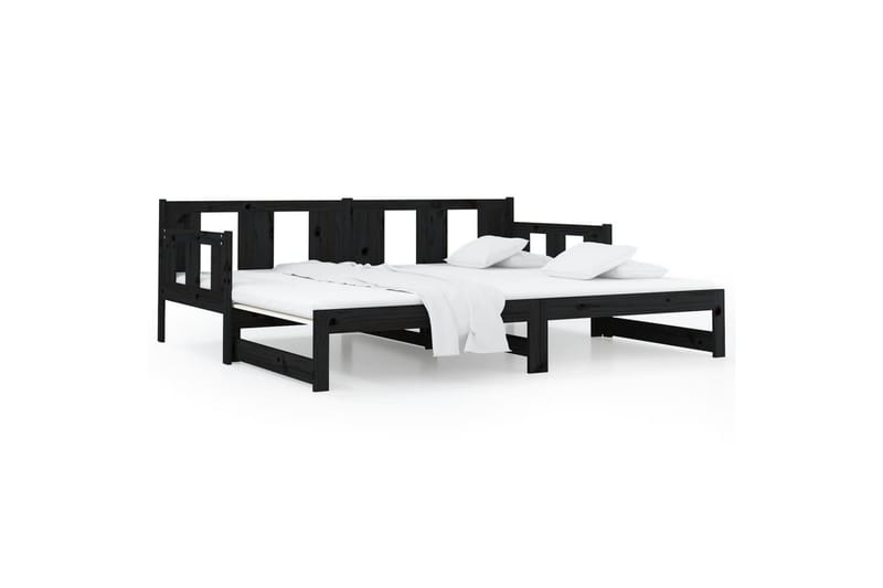 beBasic daybed med udtræk 2x(80x200) cm massivt fyrretræ sort - Sort - Sovesofaer