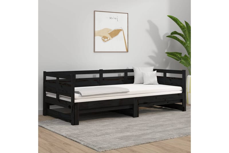 beBasic daybed med udtræk 2x(80x200) cm massivt fyrretræ sort - Sort - Møbler - Sofaer - Daybed