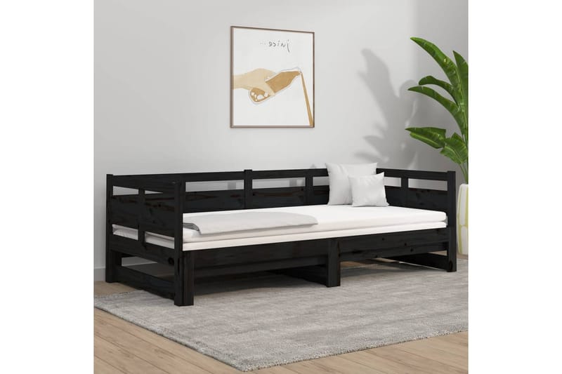 beBasic daybed med udtræk 2x(80x200) cm massivt fyrretræ sort - Sort - Sovesofaer