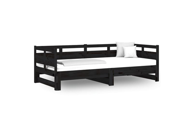 beBasic daybed med udtræk 2x(80x200) cm massivt fyrretræ sort - Sort - Møbler - Sofaer - Daybed