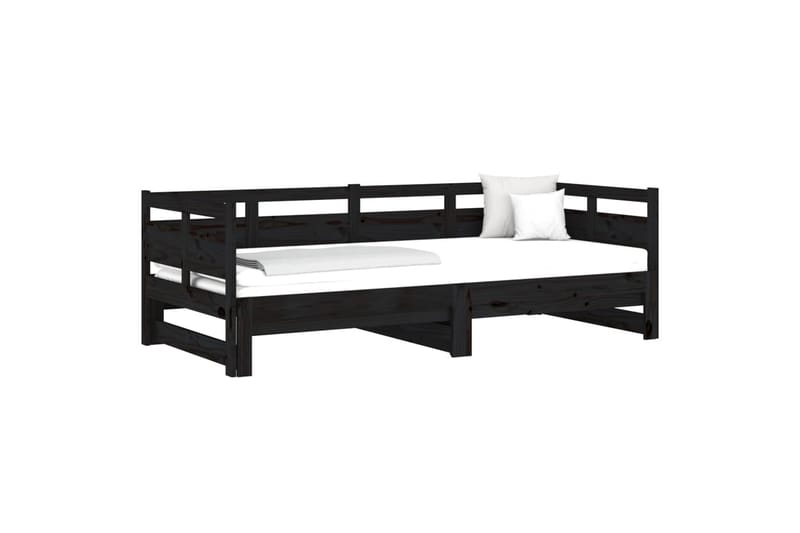 beBasic daybed med udtræk 2x(80x200) cm massivt fyrretræ sort - Sort - Møbler - Sofaer - Daybed
