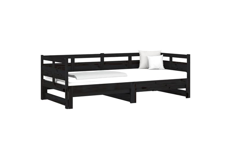 beBasic daybed med udtræk 2x(80x200) cm massivt fyrretræ sort - Sort - Sovesofaer