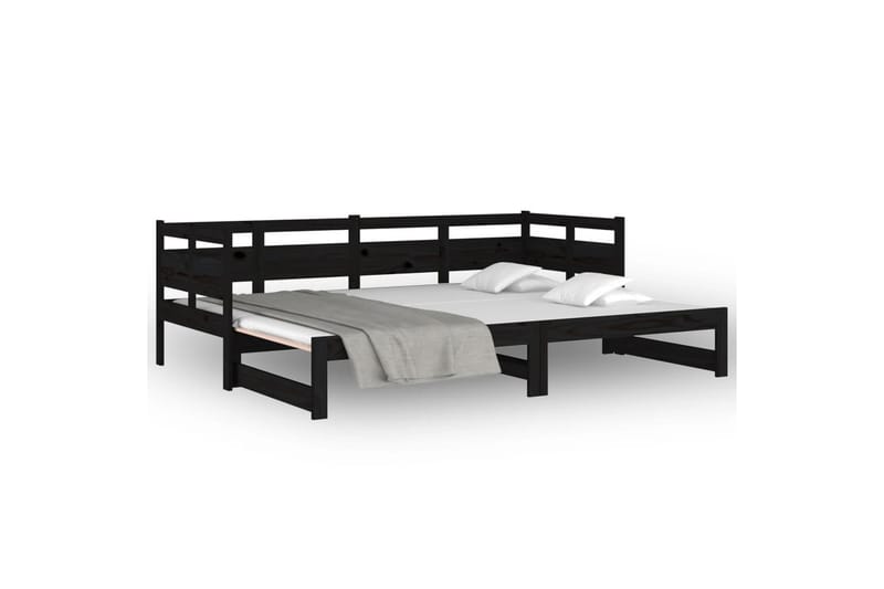 beBasic daybed med udtræk 2x(80x200) cm massivt fyrretræ sort - Sort - Møbler - Sofaer - Daybed