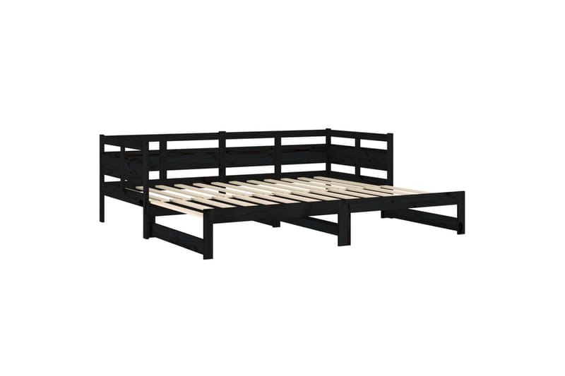beBasic daybed med udtræk 2x(80x200) cm massivt fyrretræ sort - Sort - Møbler - Sofaer - Daybed