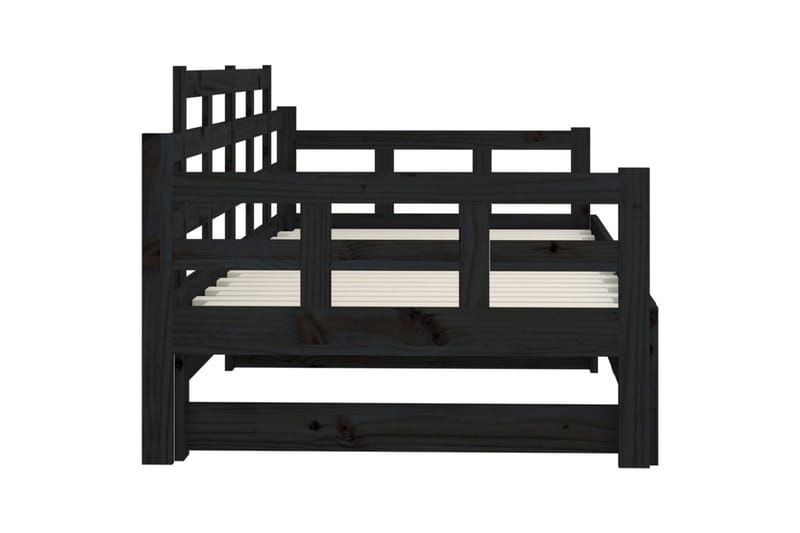 beBasic daybed med udtræk 2x(80x200) cm massivt fyrretræ sort - Sort - Sovesofaer