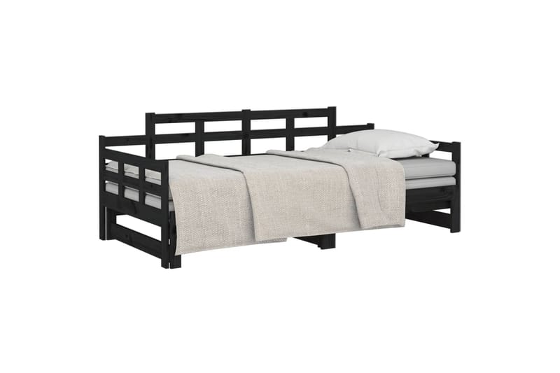 beBasic daybed med udtræk 2x(80x200) cm massivt fyrretræ sort - Sort - Sovesofaer