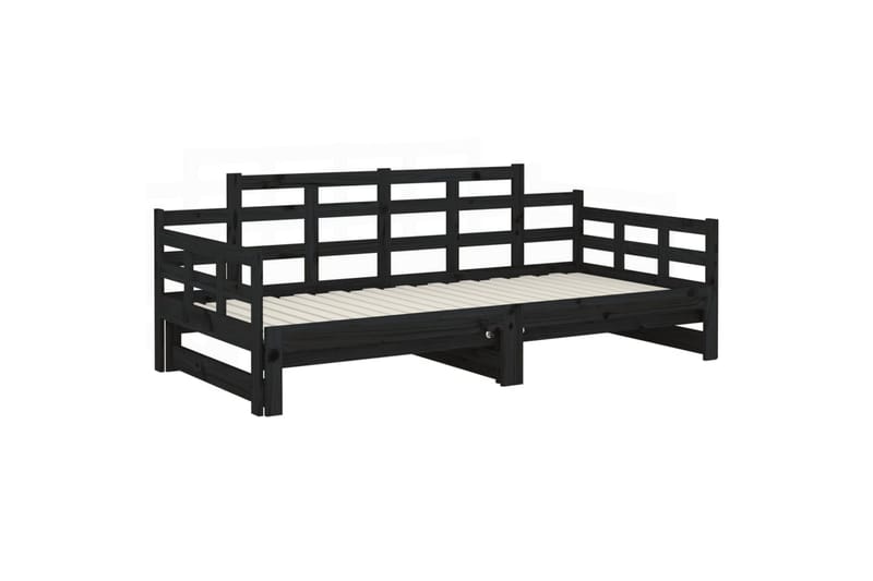 beBasic daybed med udtræk 2x(80x200) cm massivt fyrretræ sort - Sort - Sovesofaer